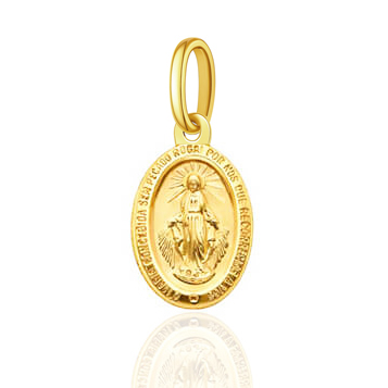 Zlatý přívěsek medailon 585 oválný Zázračný medailon Marie Pr. 585