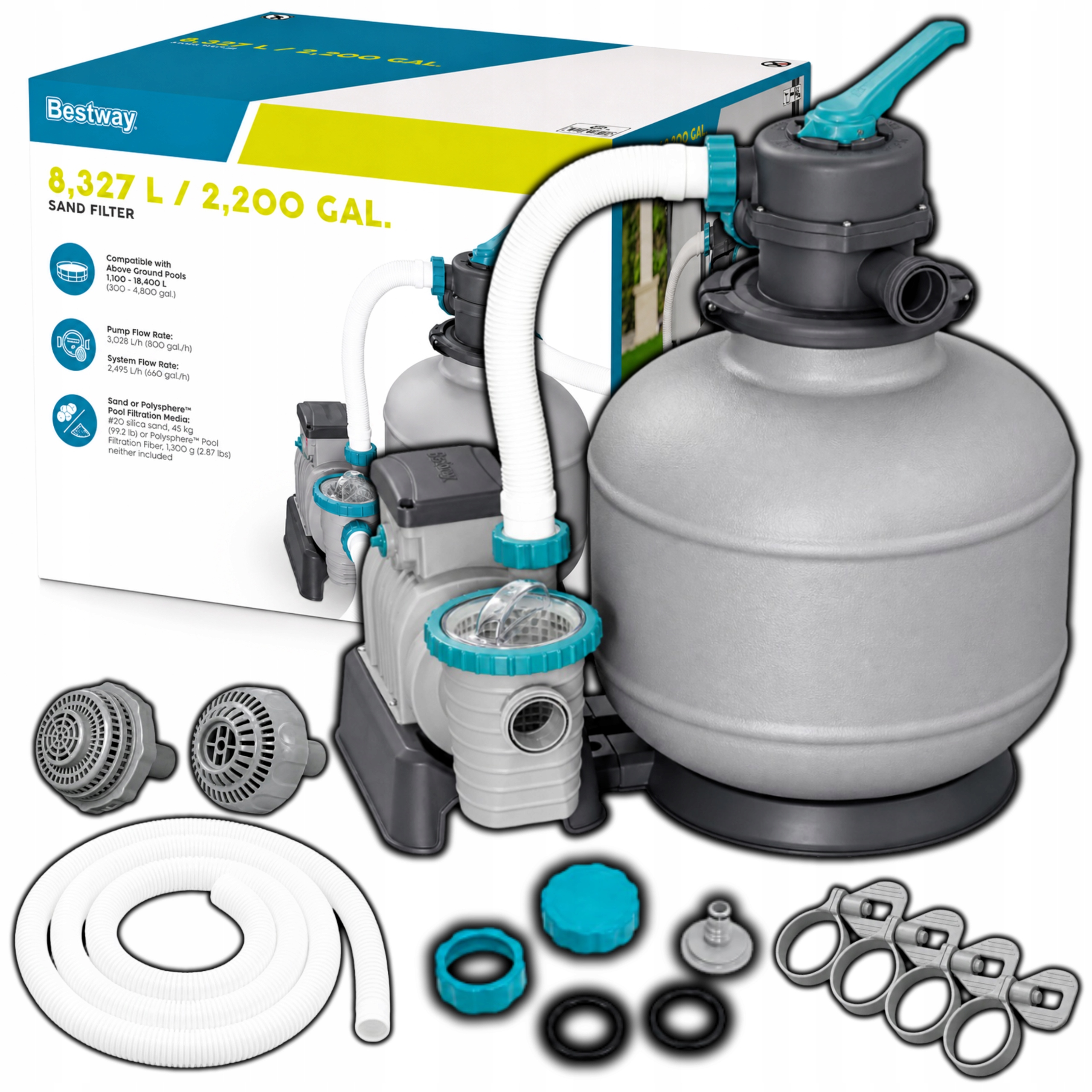 Piesková Bazénová Filtračná Pumpa Pre Bazény S Hadicami 8327 L/h Bestway 58499