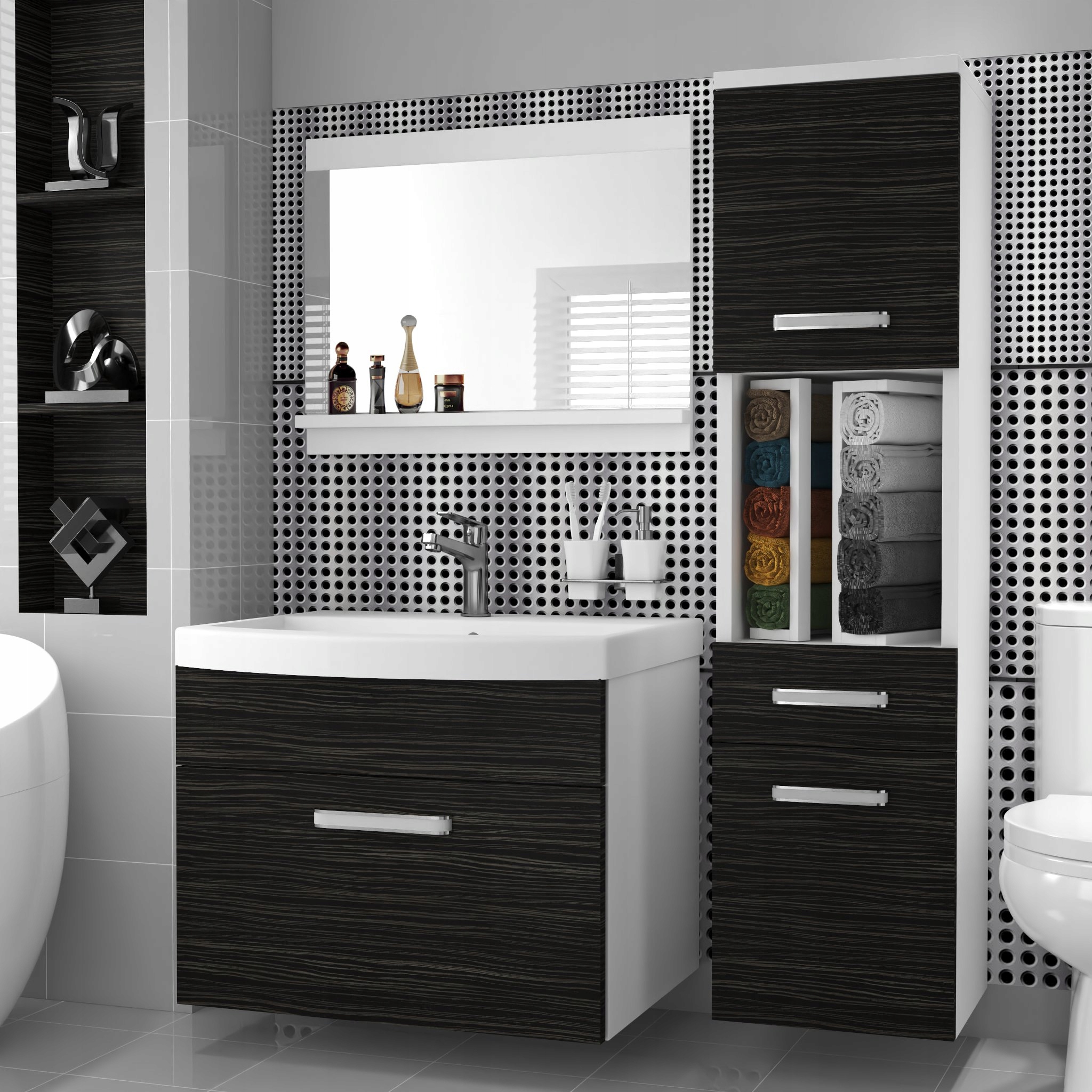 Meble łazienkowe z LUSTREM z UMYWALKĄ