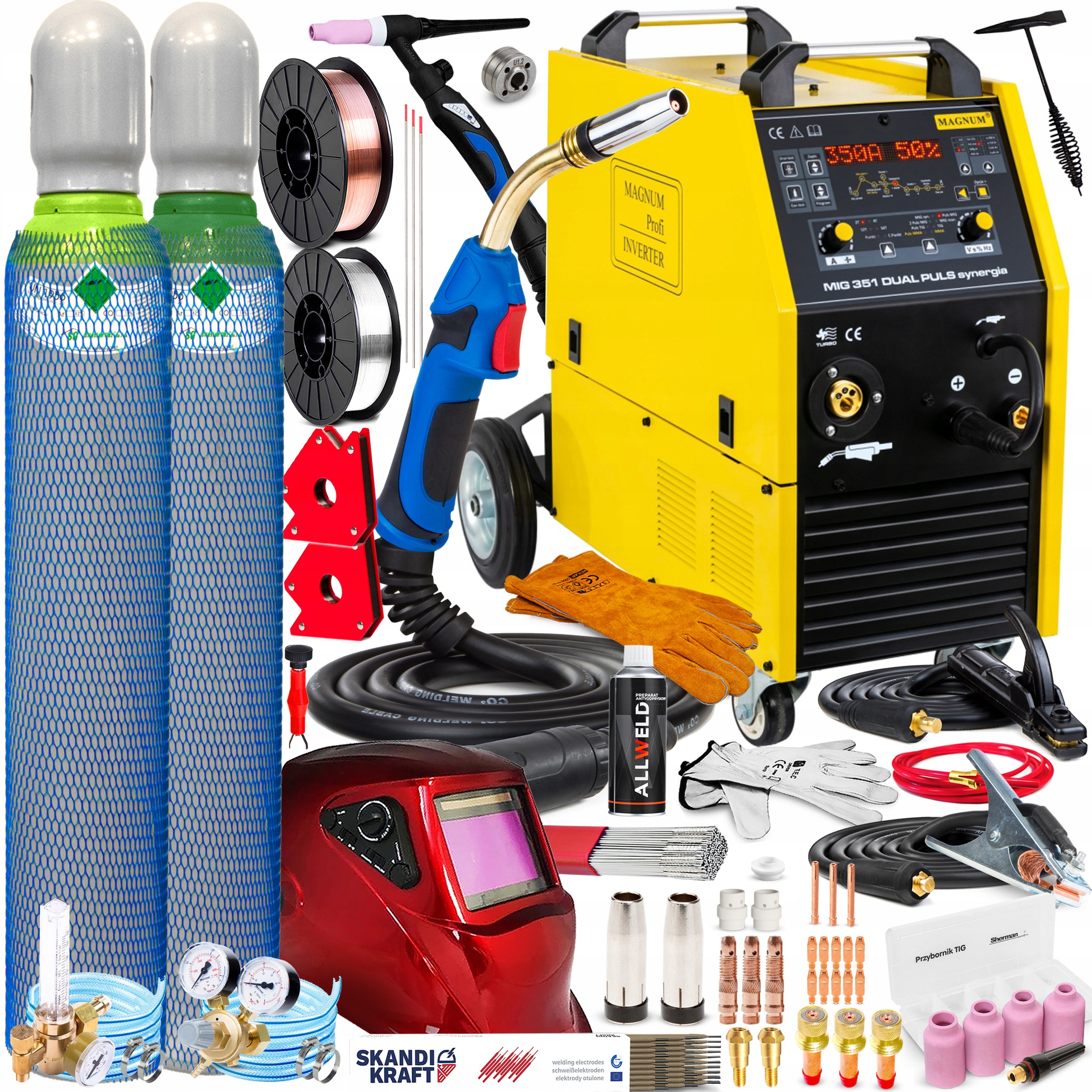 SPAWARKA MIGOMAT MAGNUM MIG 351 DUAL PULS SYNERGIA IGBT 350A 400V SPOT 4X4