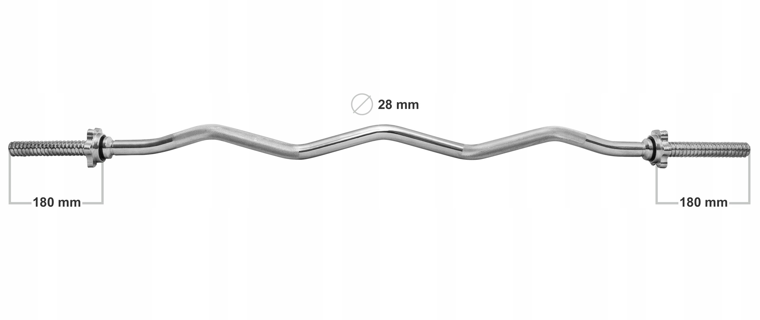 PLATINUM FITNESS GRYF ŁAMANY LEKKO 120cm / 28mm + ZACISKI SZTANGA Model Łamany