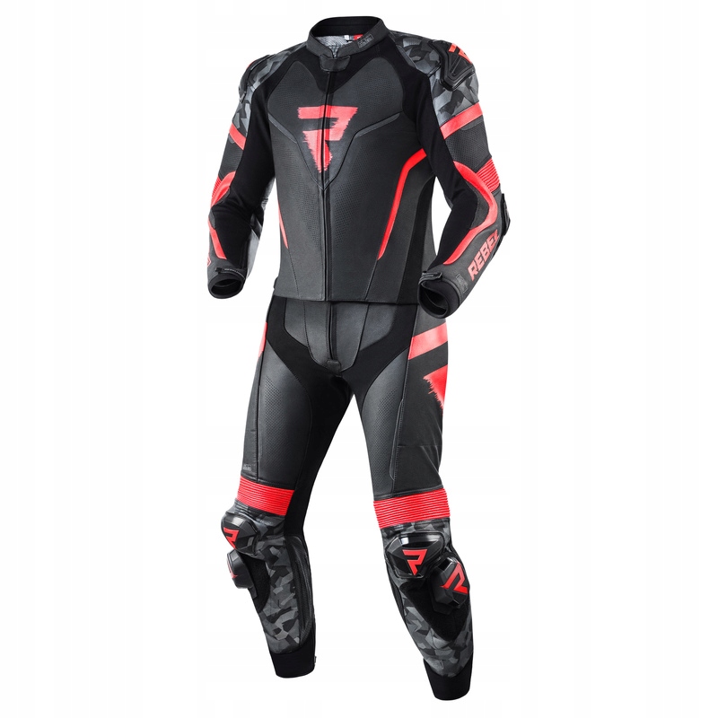 REBELHORN KURTKA MOTOCYKOWA SKÓRA REBEL BLK/RED 48 Obwód w pasie 85-88 cm