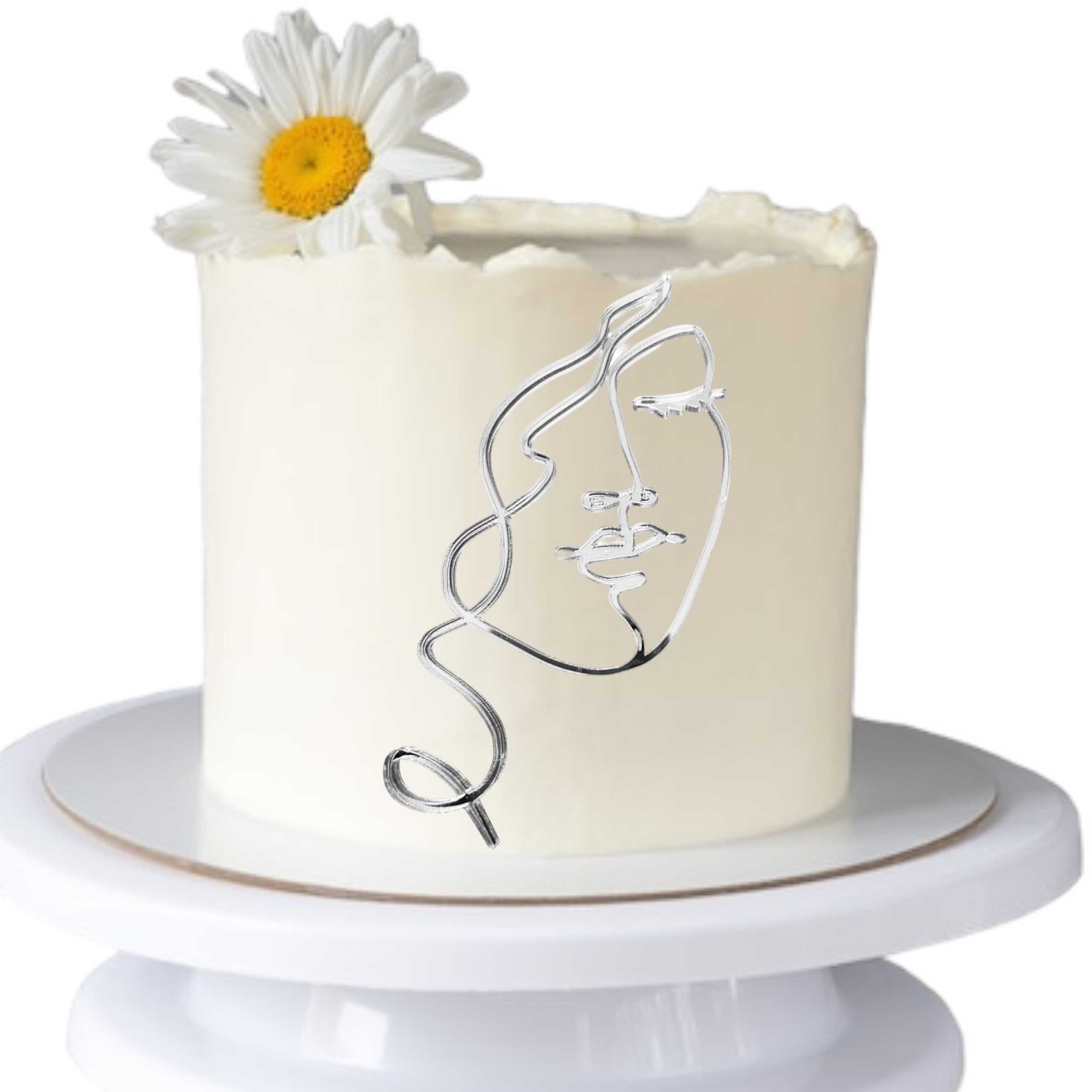 TOPPER NA BOK TORTU TWARZ LINIA RYSY KOBIETA SREBRNE LUSTRO SREBRNY Marka Kapart