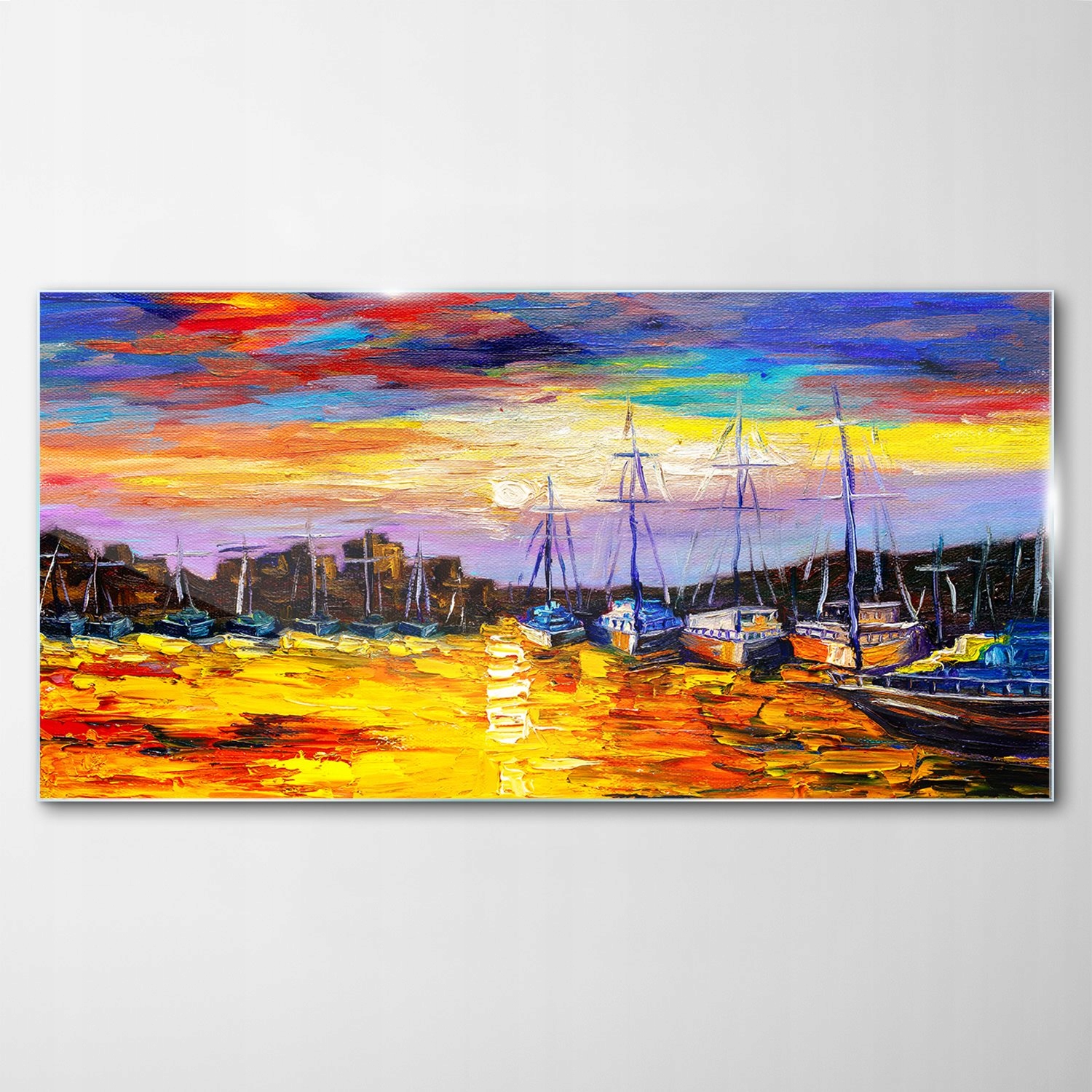 

Hartowany Obraz Szklany Zachód Słońca Łódki 120x60