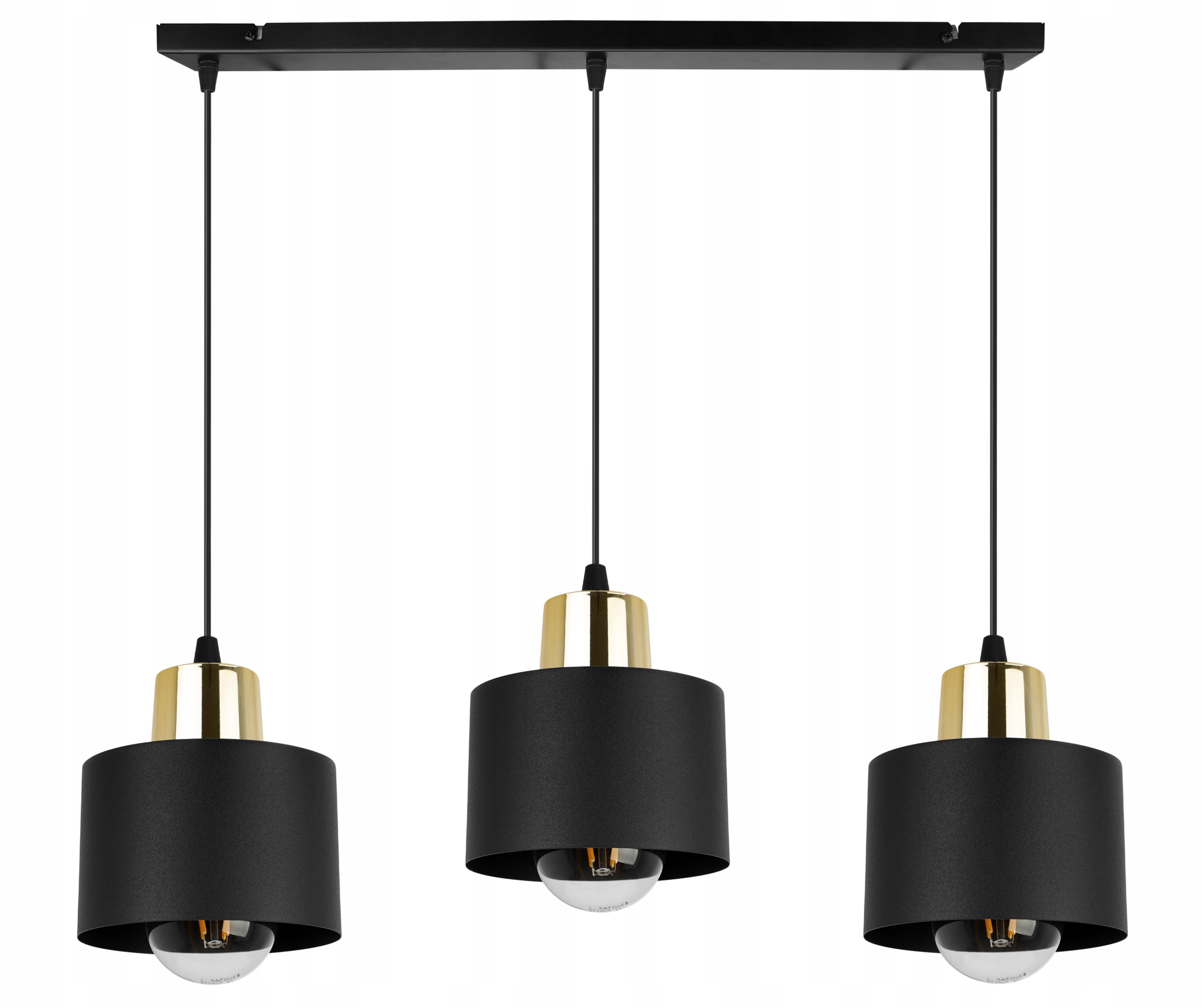 Závěsná Stropní Lampa Lustr Trojitá Černá Do Kuchyně Kovová Loftová Lampa