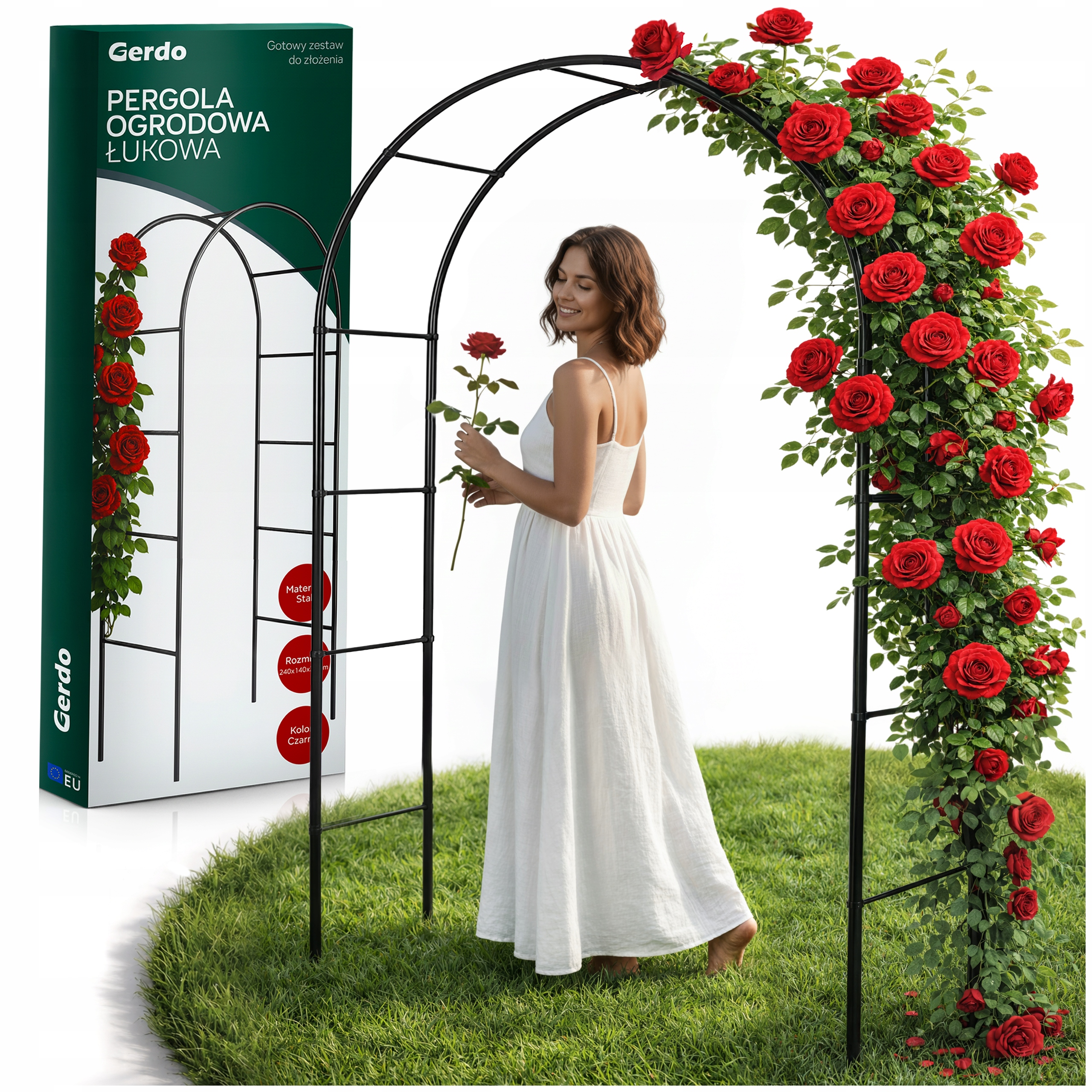 PERGOLA OGRODOWA TARASOWA metalowa ŁUK PODPORA DO ROŚLIN kwiatów RÓŻ 240cm