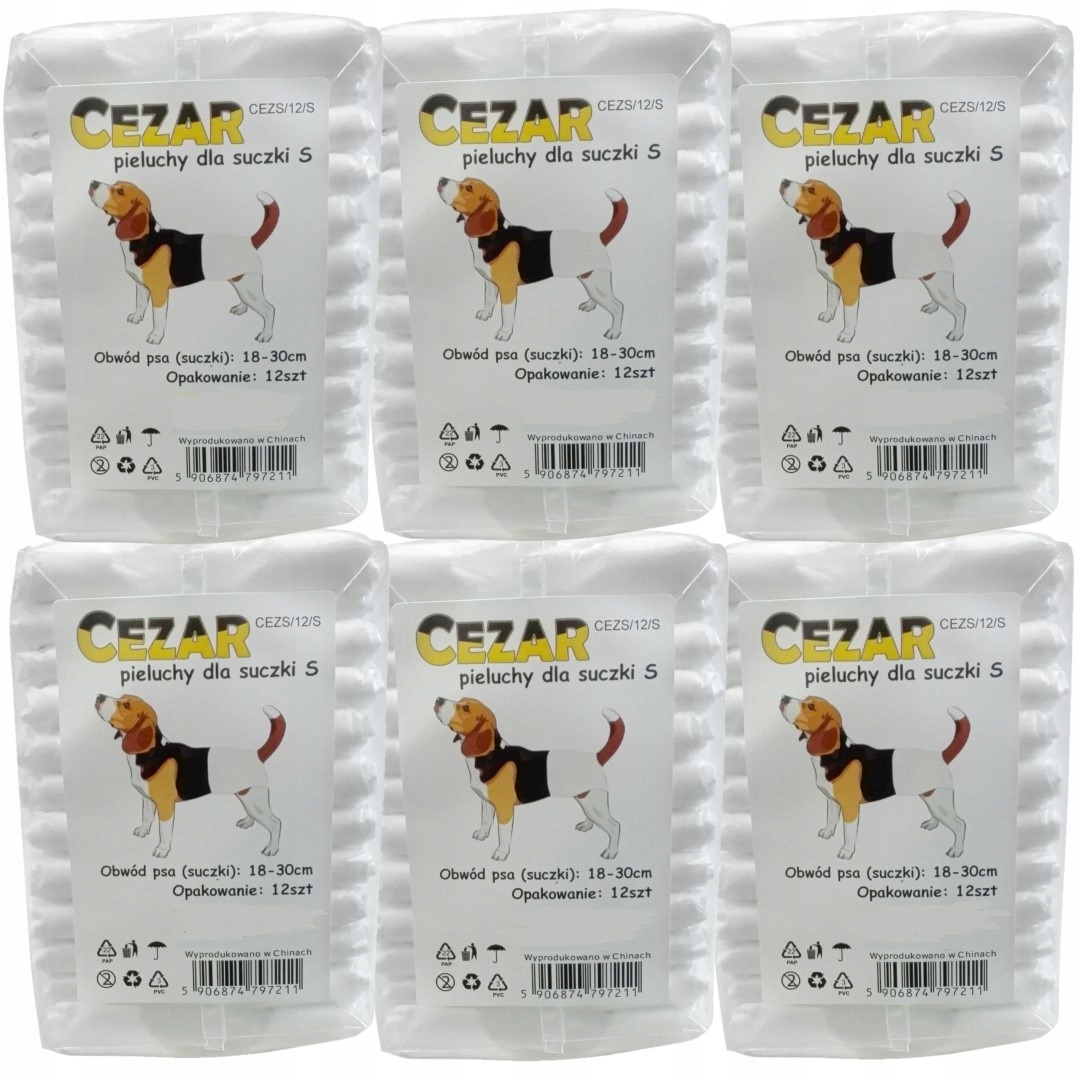 Cezar Pieluchy pampersy dla psa suczki S 72szt suczka 18-30cm