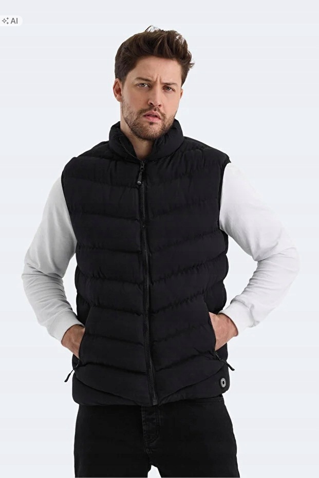 Slazenger Černá Prošívaná Pánská Vesta S Kapucí Casual XL 5IA
