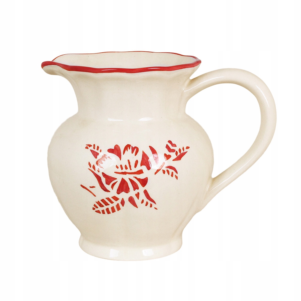 Džbán Na Čaj 1L kameninový na mléko káva džbán bílý s rukojetí