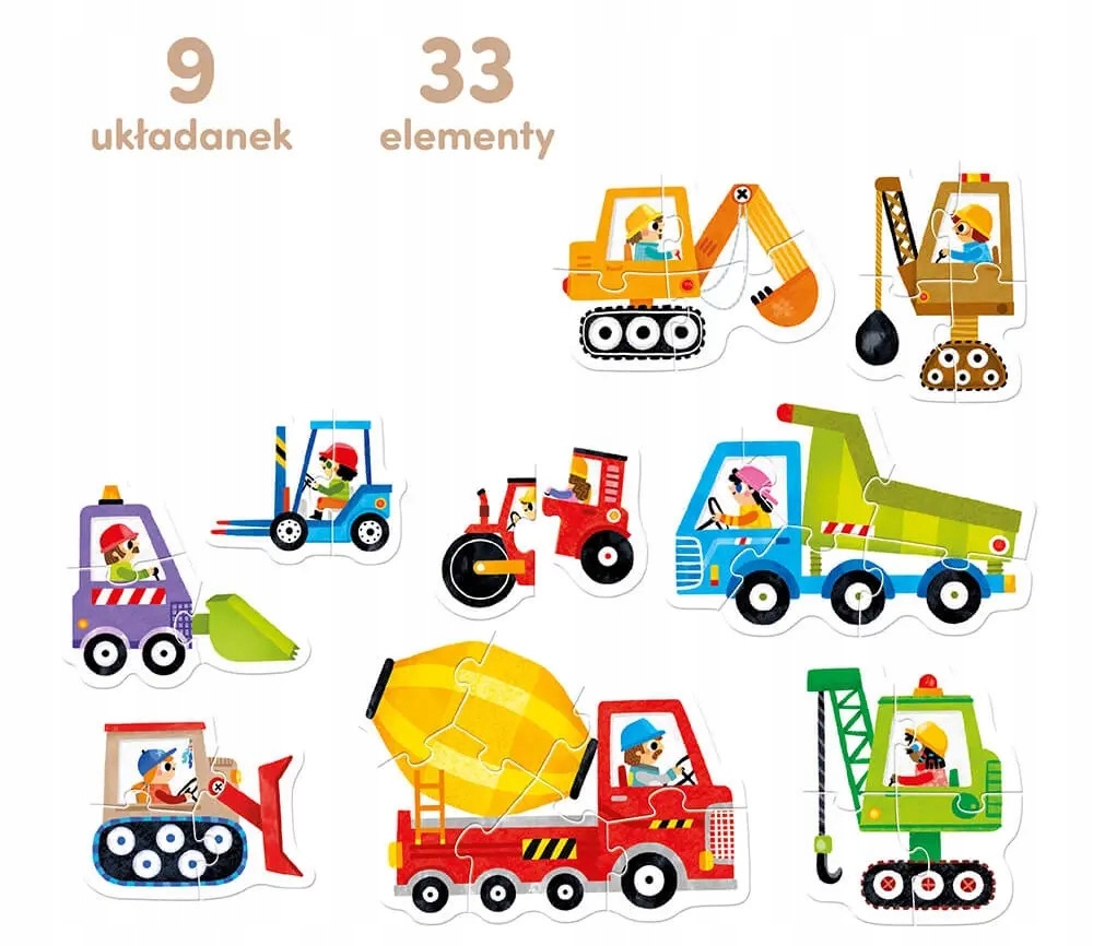 Puzzle Progresywne Pojazdy dla Dzieci 3+ CIEKAWE Płeć chłopcy dziewczynki