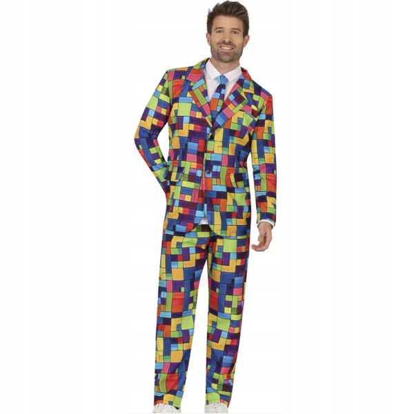 Kostým Pánský Oblek Kostky Klocek Barevné Převleky Karneval L