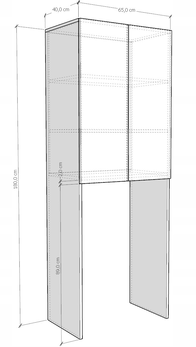 Szafka nad pralke czarna+dąb craft Kolor frontów biały
