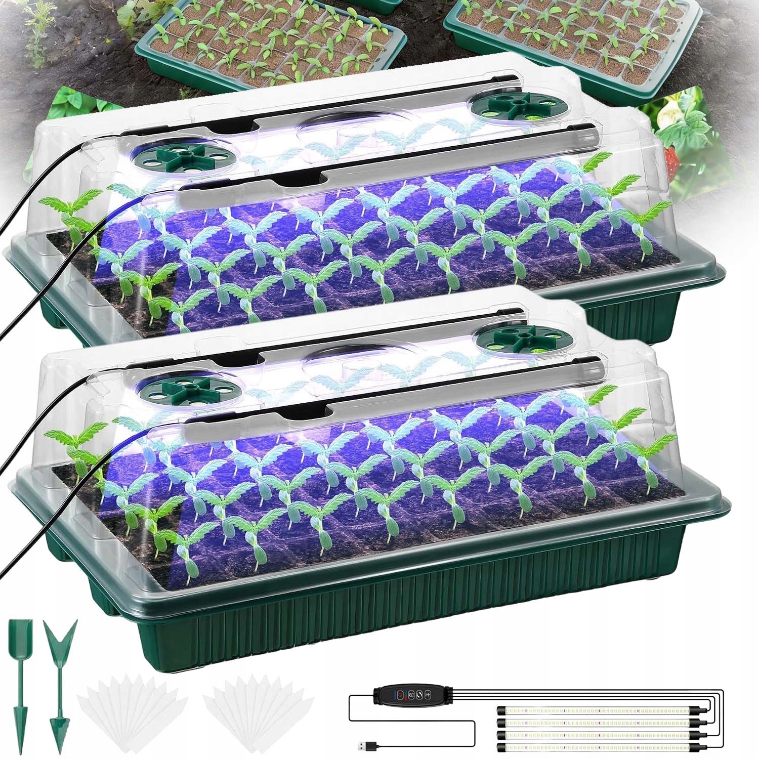 Mini Led Skleník 4X Lampiček S Nastavitelnou Ventilací Pro Květiny, Zeleniny, Ovoce