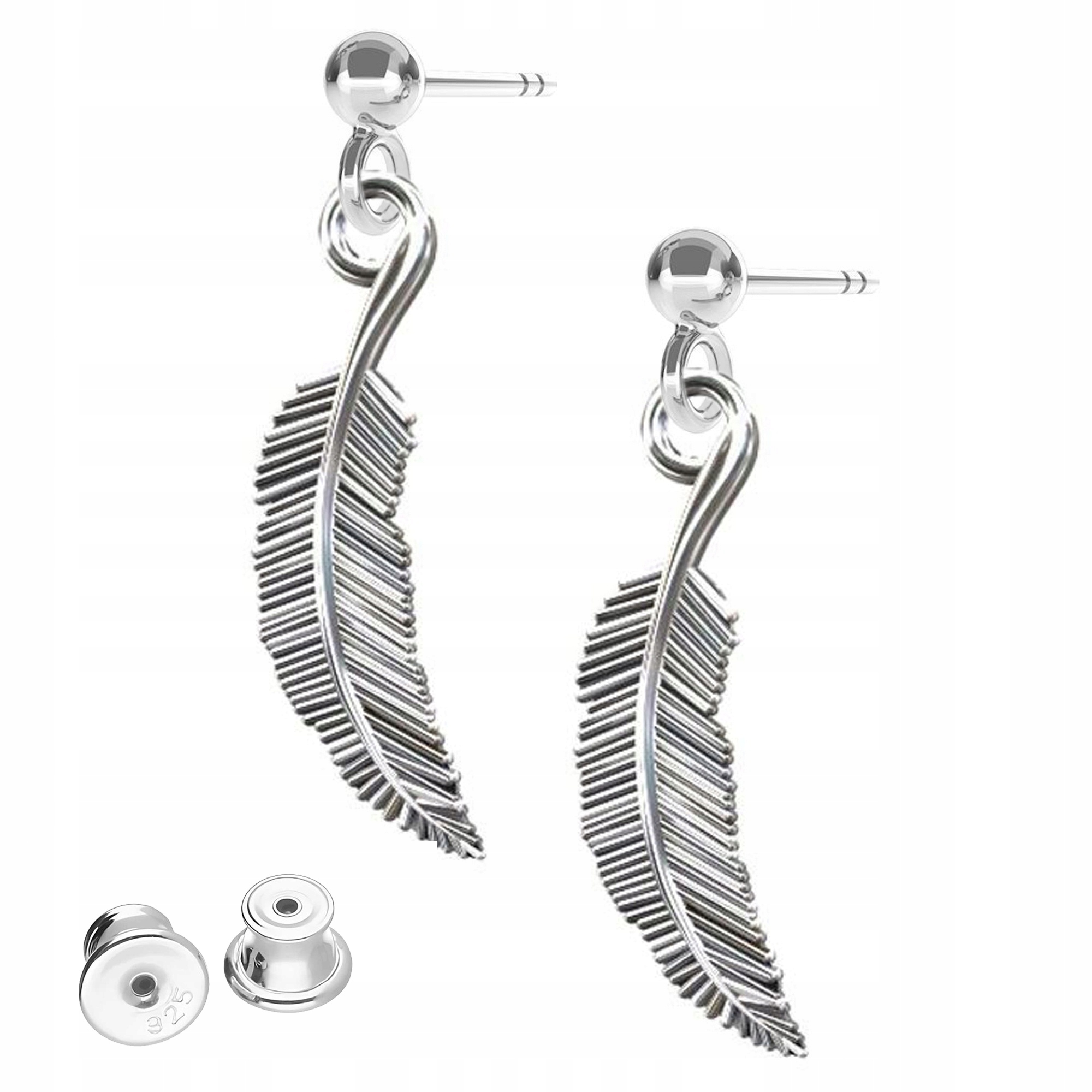 Stříbrné Náušnice Ozdobné peříčka Šroubky s peříčky Stříbro 925