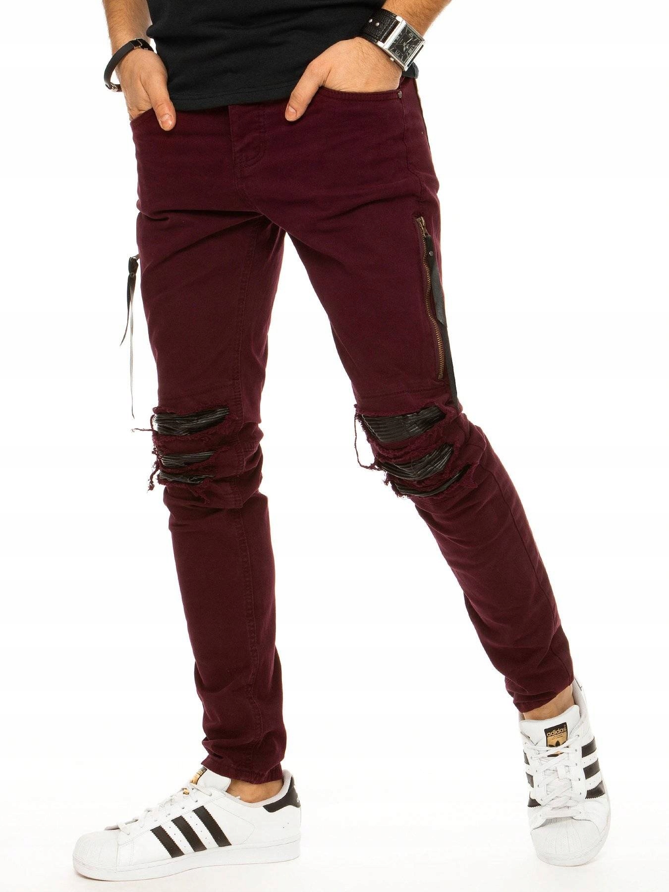 

Męskie Spodnie Jeansowe Bordowe ux2933 - 31