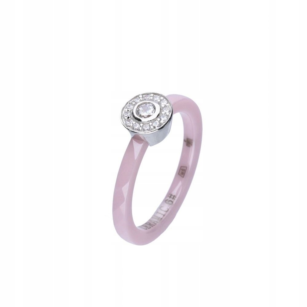 Prstýnek ze stříbra 925 růžová keramika se zirkony jako dárek r18, módní