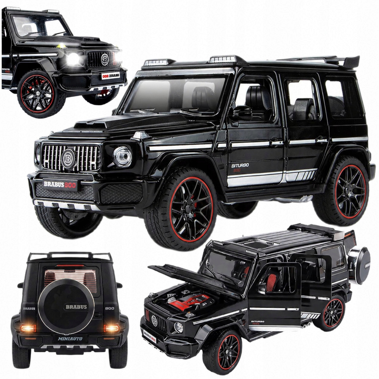 MERCEDES G KLASA BRABUS G800 SAMOCHÓD METALOWY MODEL 1:24 ŚWITAŁO DŻWIĘK
