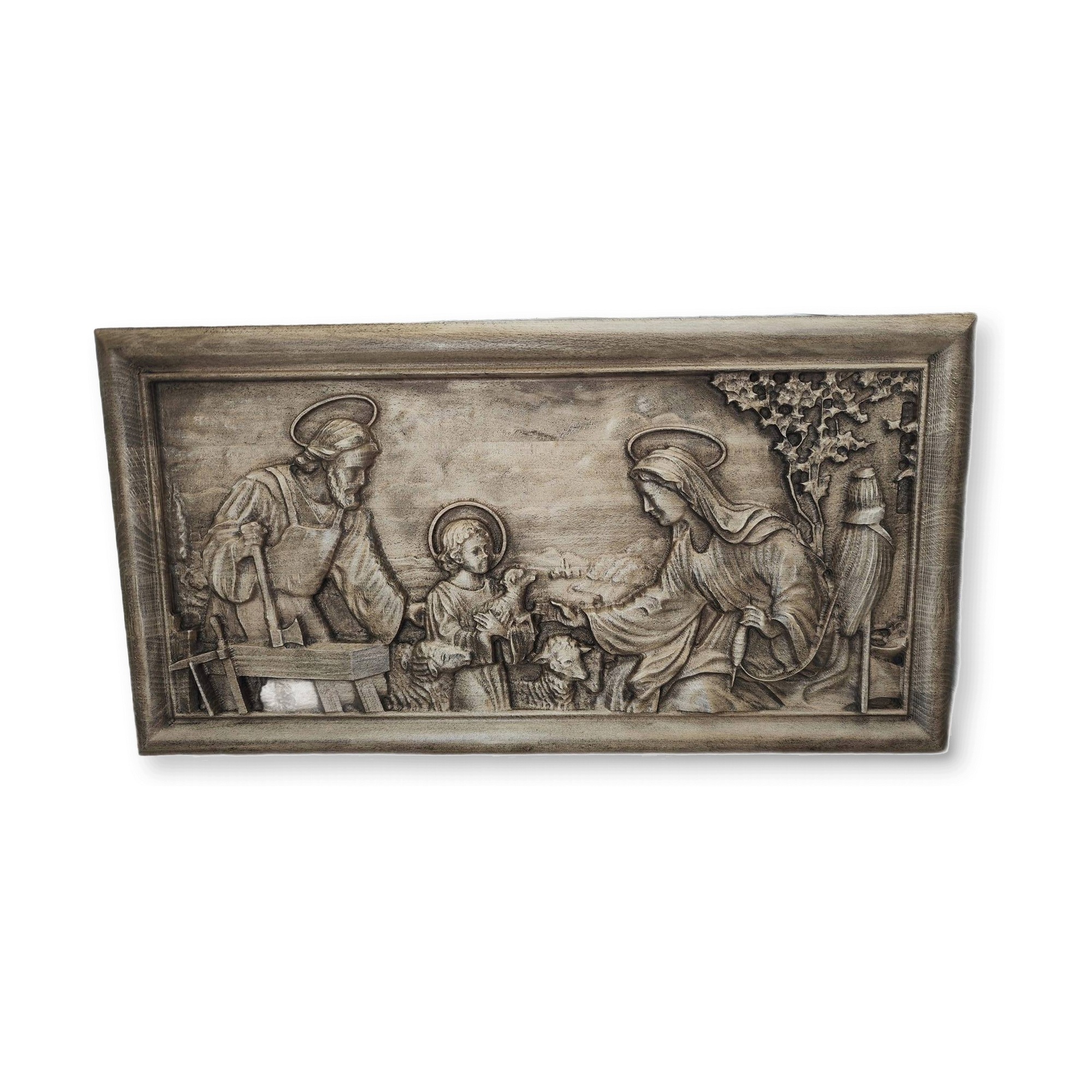Obraz Svatá rodina VI v rámu 50x26 cm reliéf dřevěný