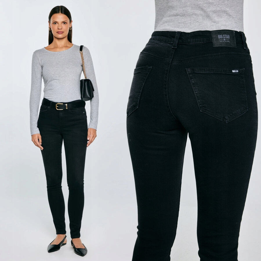 Big Star Dámské Džíny Úzké Nohavice Tmavě Šedé Ariana 896 W33 L32