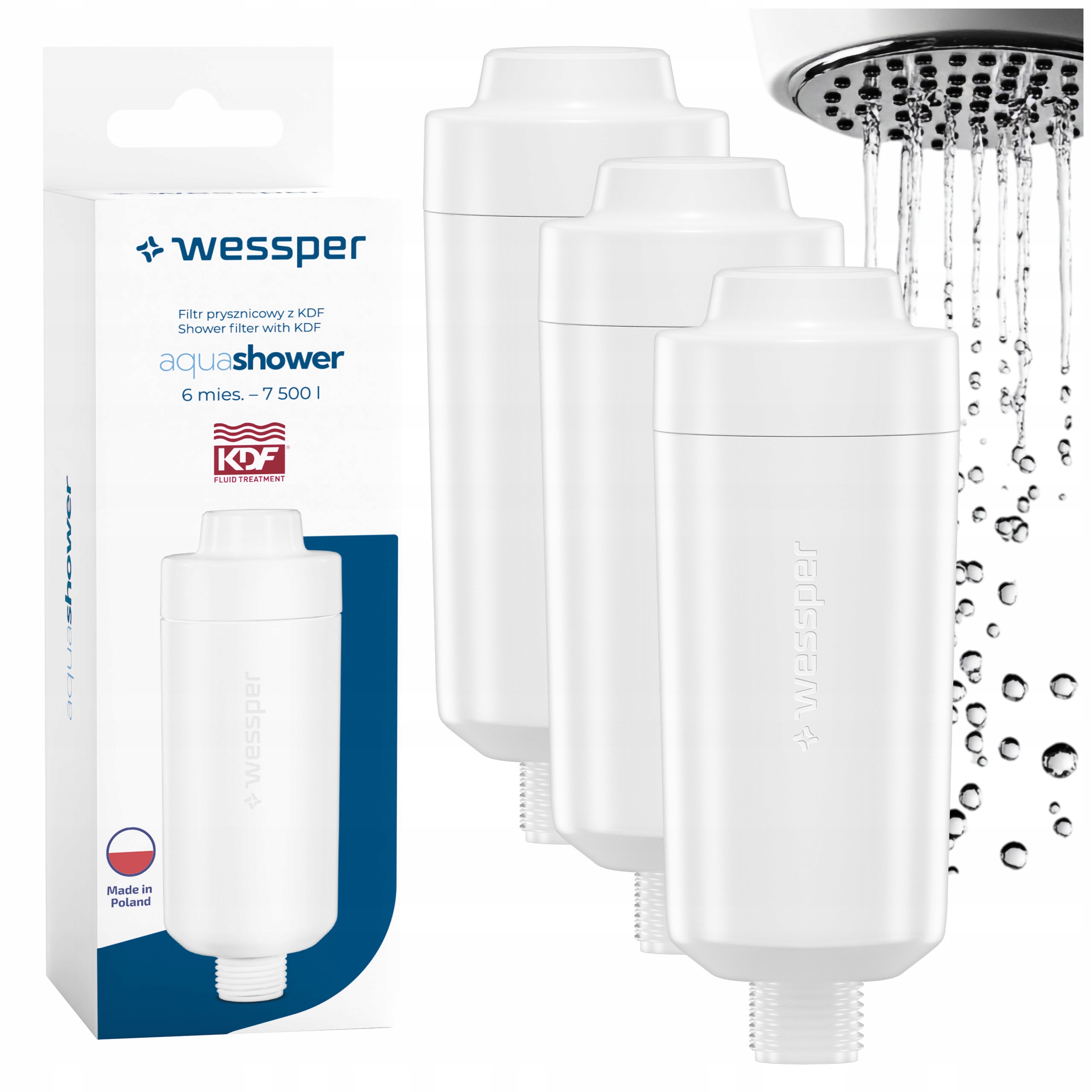 3x Filtr Wessper do sprchy Kdf změkčuje vodu ze sprchy a odstraňuje chlór