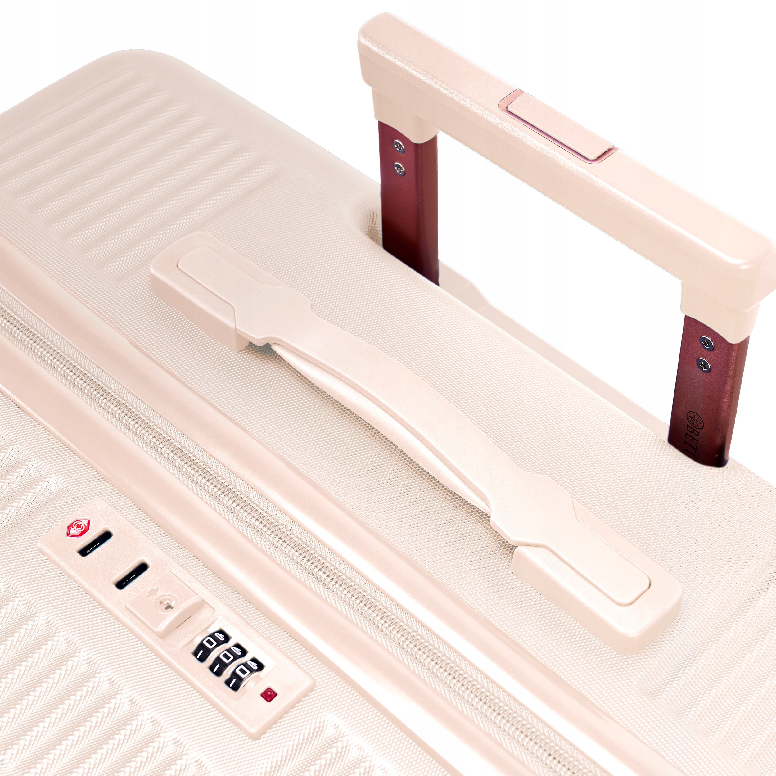 BETLEWSKI Zestaw 3 walizek na wyjazd wakacje dla całej rodziny kółka obrot Nazwa koloru producenta Beżowy