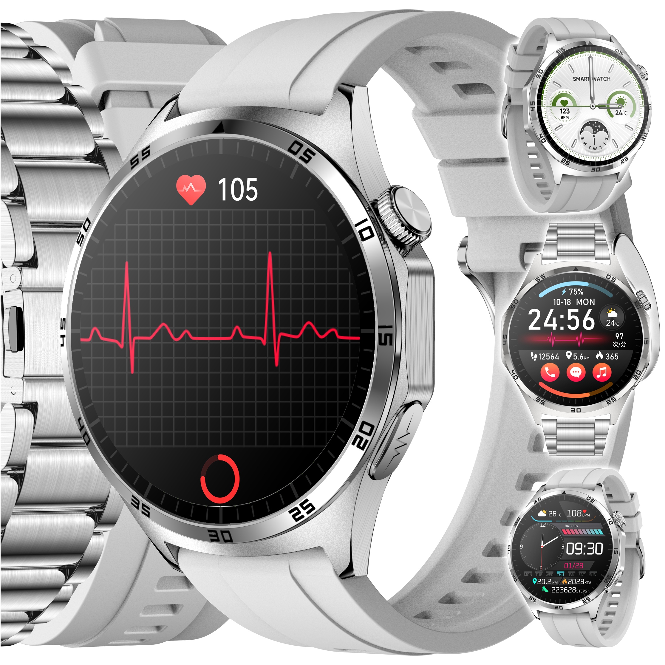 SMARTWATCH ZEGAREK CIŚNIENIOMIERZ EKG GLUKOZA GLIKEMIA HRV ROZMOWY MENU PL Marka JG Smart