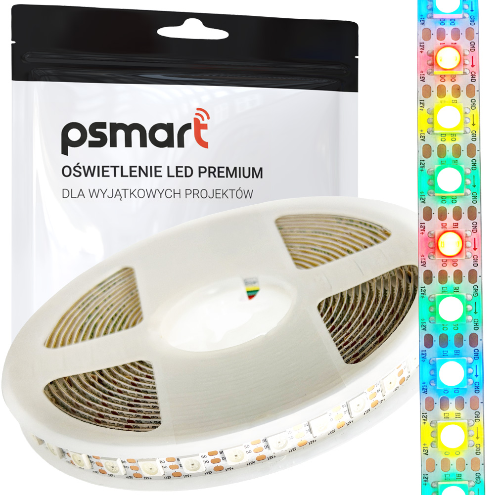 Cyfrowa Taśma Led Smd 12V SK6812 Rgbic IP20 96 Led/m 10mm 5m Psmart