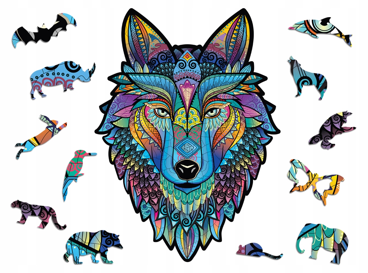 Puzzle Drewniane Premium 3D Układanka dla dorosłych Wilk Zwierzęta Prezent