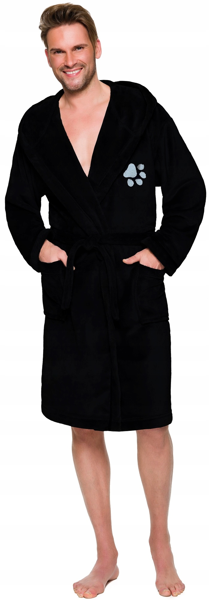 ŁAPKA CIEPŁY KRÓTKI SZLAFROK MĘSKI Z KAPTUREM XXL Kaptur z kapturem