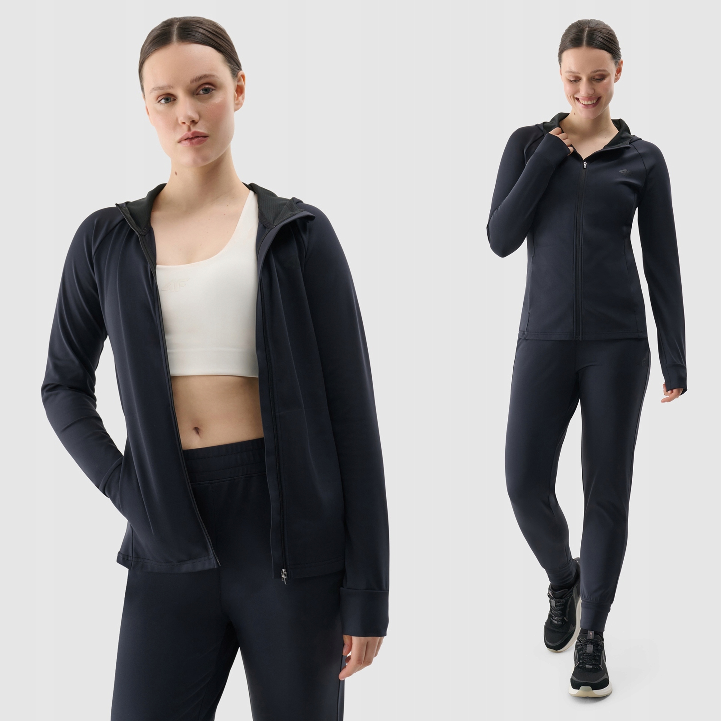 Bluza Damska 4F Treningowa Sportowa Rozpinana Z Kapturem Ciepła Czarna S