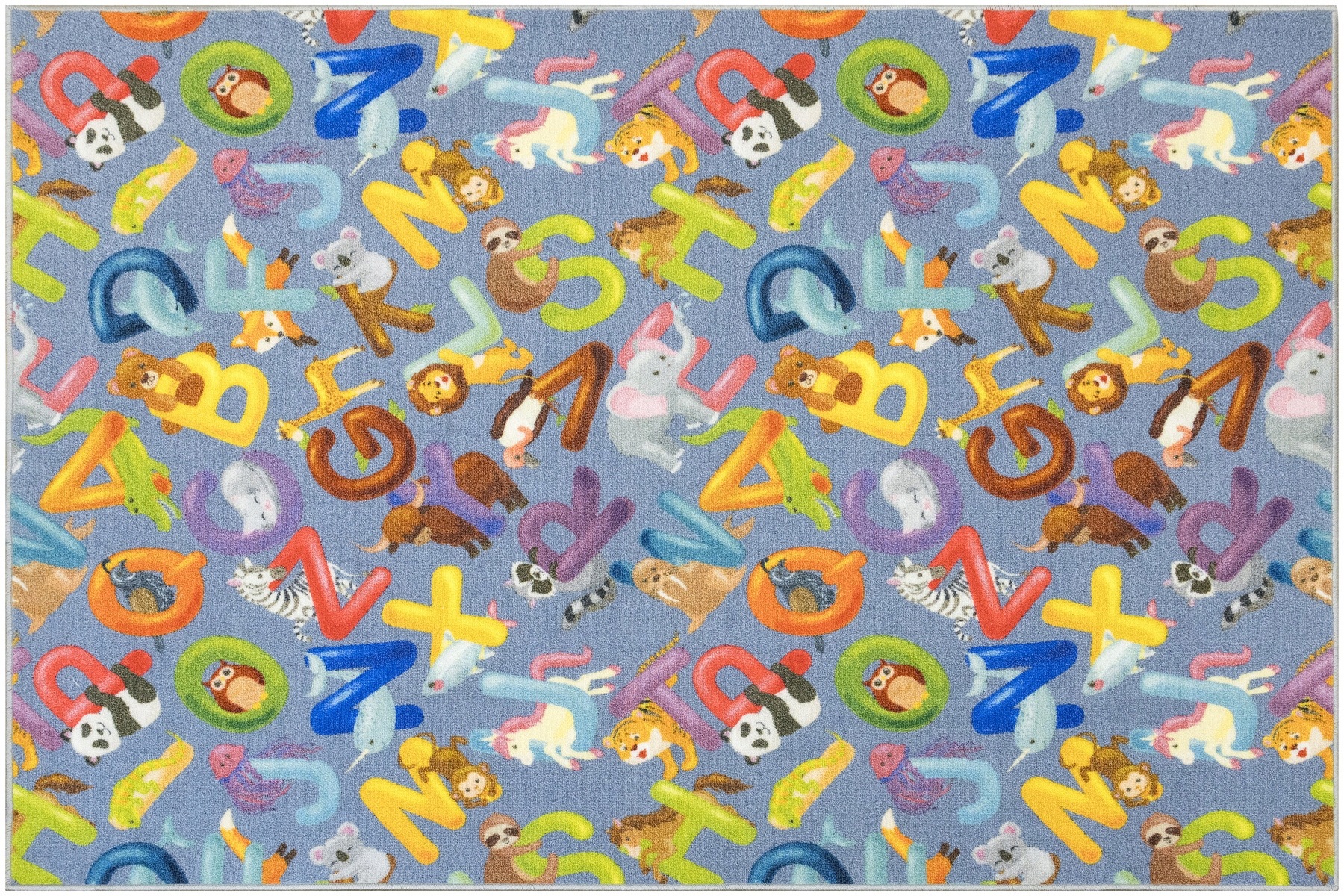 Dywan Szary Alfabet Do Pokoju Dziecka Dzieci Literki Zwierzątka 150x200 cm