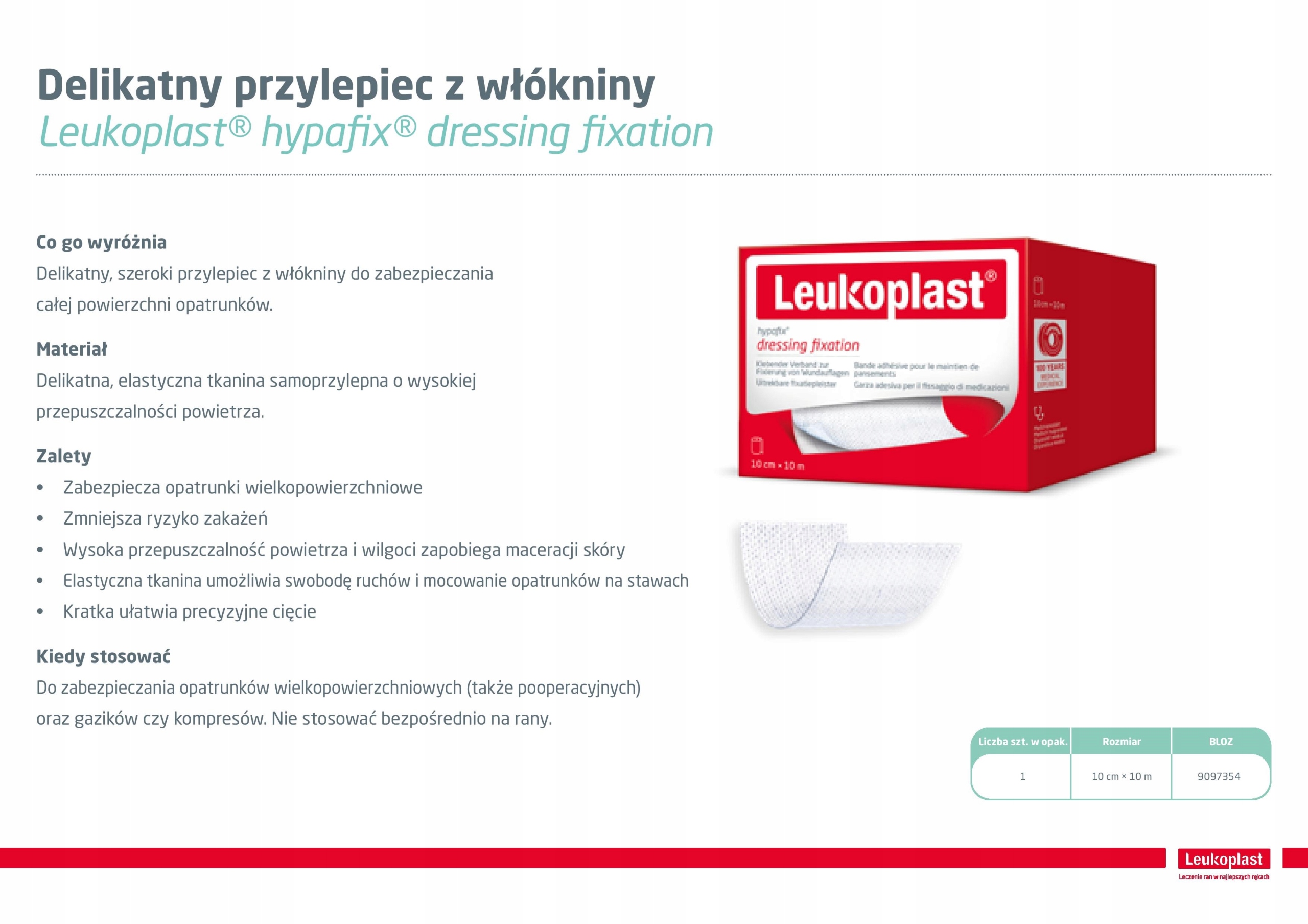 Leukoplast HYPAFIX przylepiec 10cm x 10m Producent wyrobu medycznego Essity