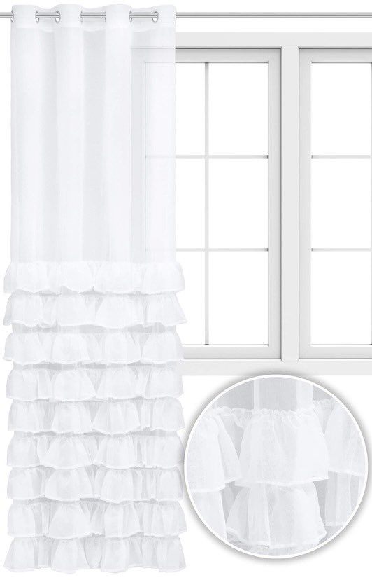 

firana z falbanami biała 140x250 falbany przelotki