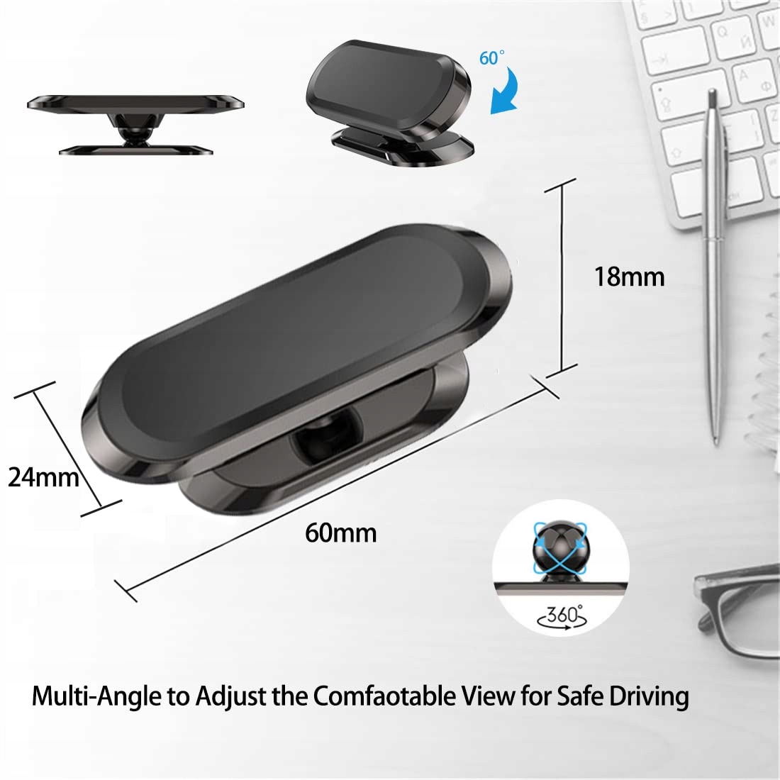Magnetyczny Uchwyt Samochodowy 360° Do Telefonu iPhone Smartfon Android — miniatura 6