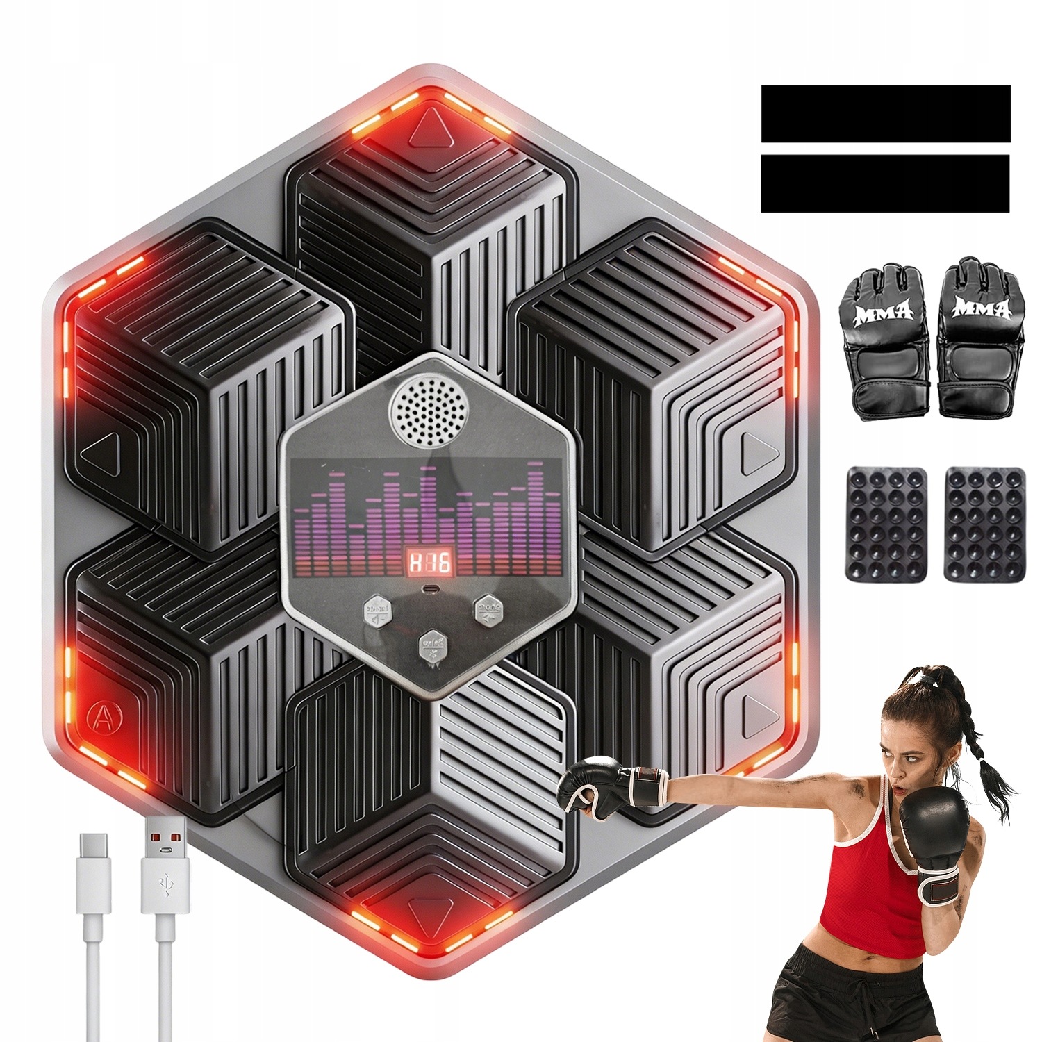 Music boxing machine ścienna tarcza bokserska 3 trybów Bluetooth rękawice