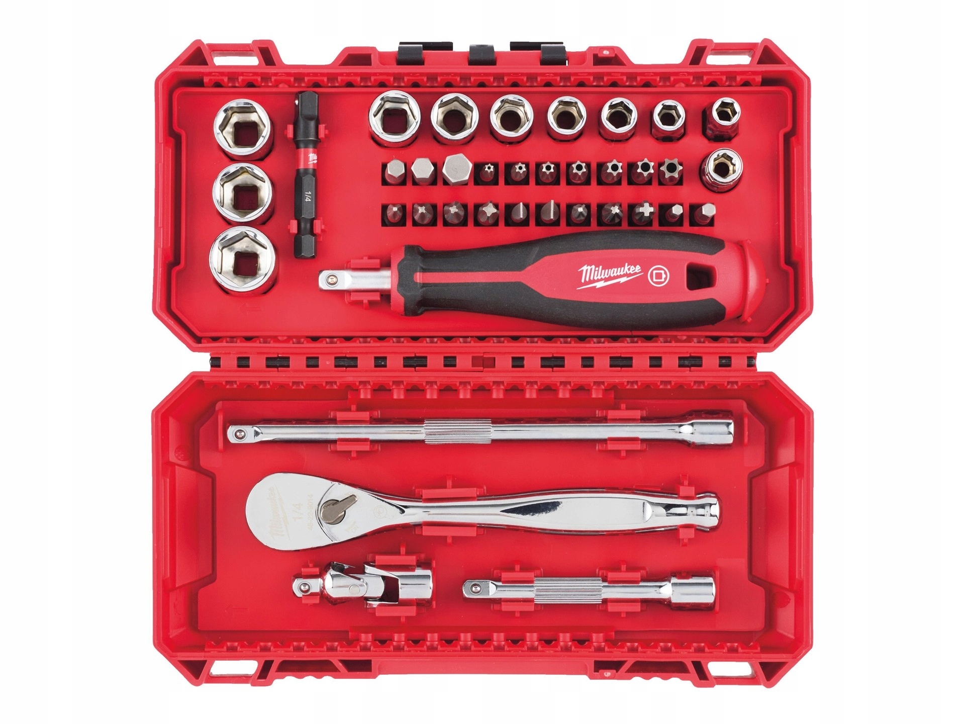 ZESTAW NASADEK 1/4 GRZECHOTKA I BITY MILWAUKEE 38ELEMENTÓW PREZENT