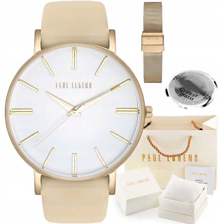 Dámské hodinky Paul Lorens Julie béžový řemínek mesh náramek