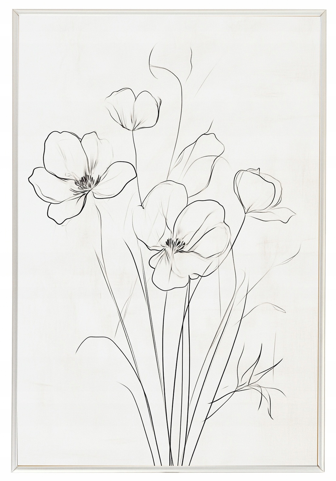 Plakát Rámeček Aluminium Grafika Line Art Kresba Skica Květiny Maki 40x60