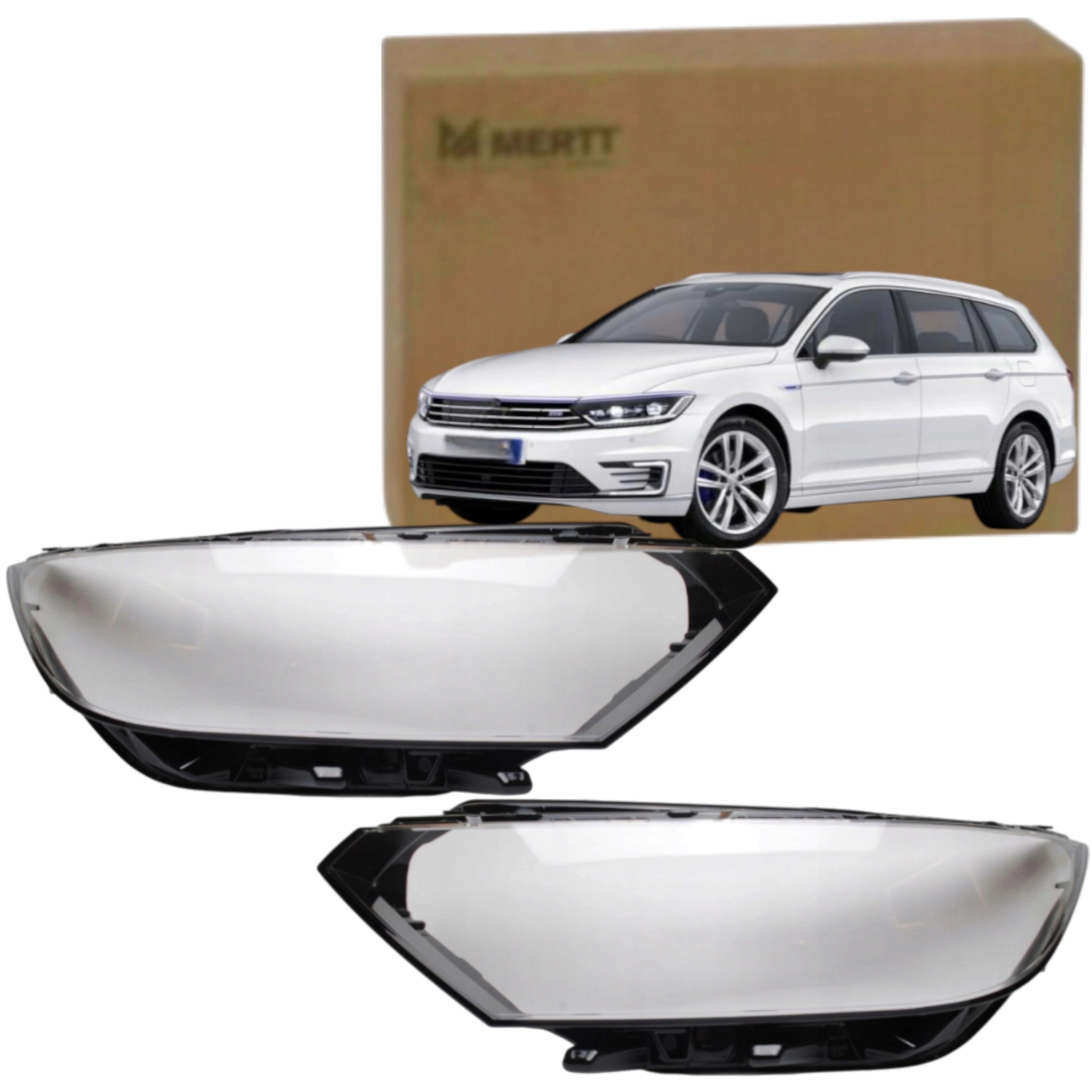 Sada x2 Stínidlo Pravé Levé sklo světlometu lampa Volkswagen Passat B8 16-19