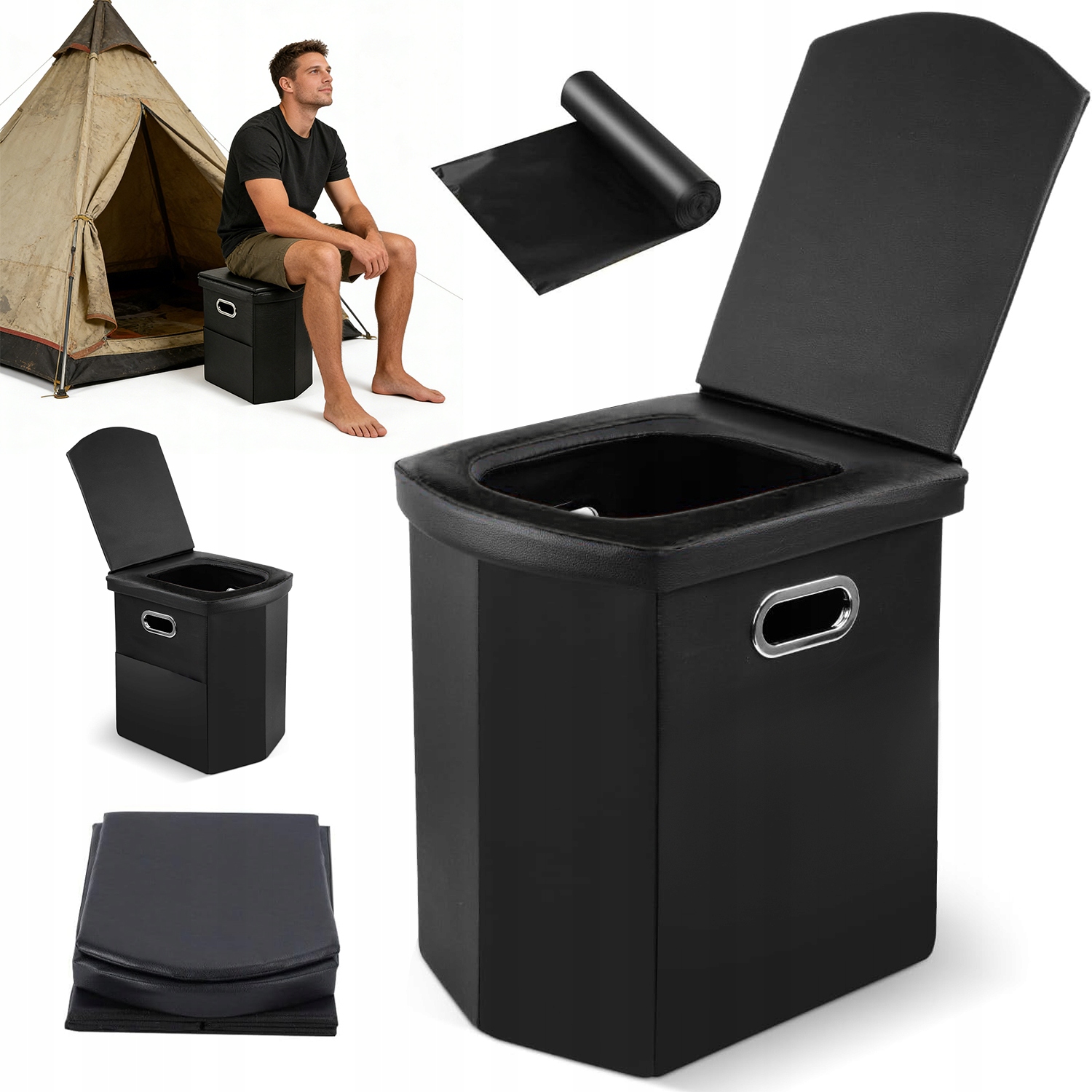 Toaleta Turystyczna Składana Wielofunkcyjna Siedzisko 200KG Kompaktowa