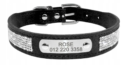 Levně Gravírovací obojek s telefonním číslem a nápisem Briliant černý Xs