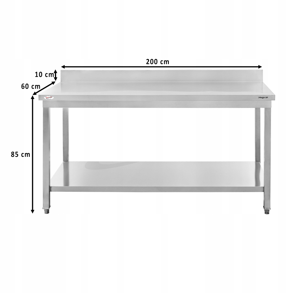 Stół roboczy GASTRONOMICZNY z PÓŁKĄ 200x70 ze stali nierdzewnej przyścienny Kod producenta MM-C101423