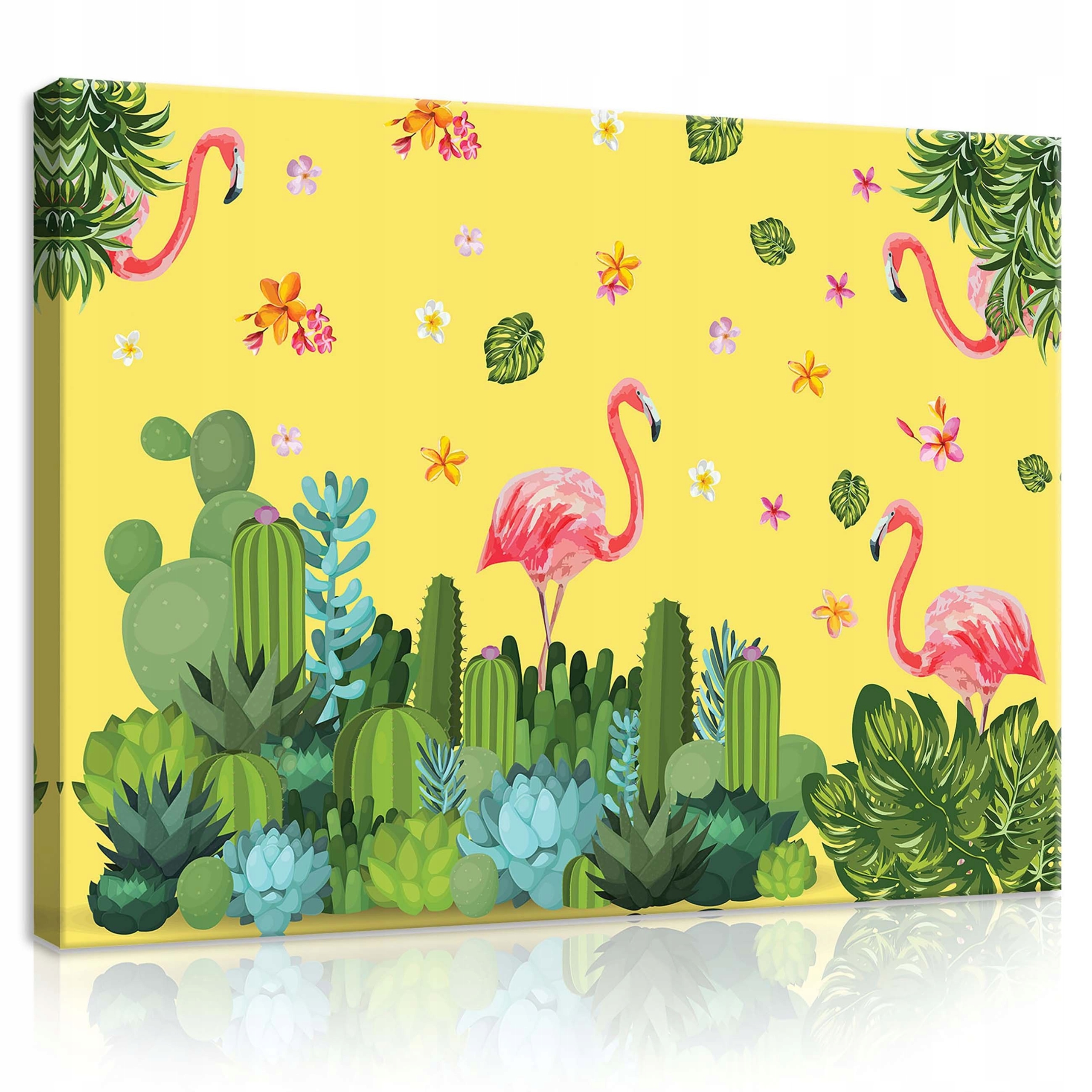 Obraz 100x75 Tropiky plameňáci kaktusy sukulenty léto exotika radost