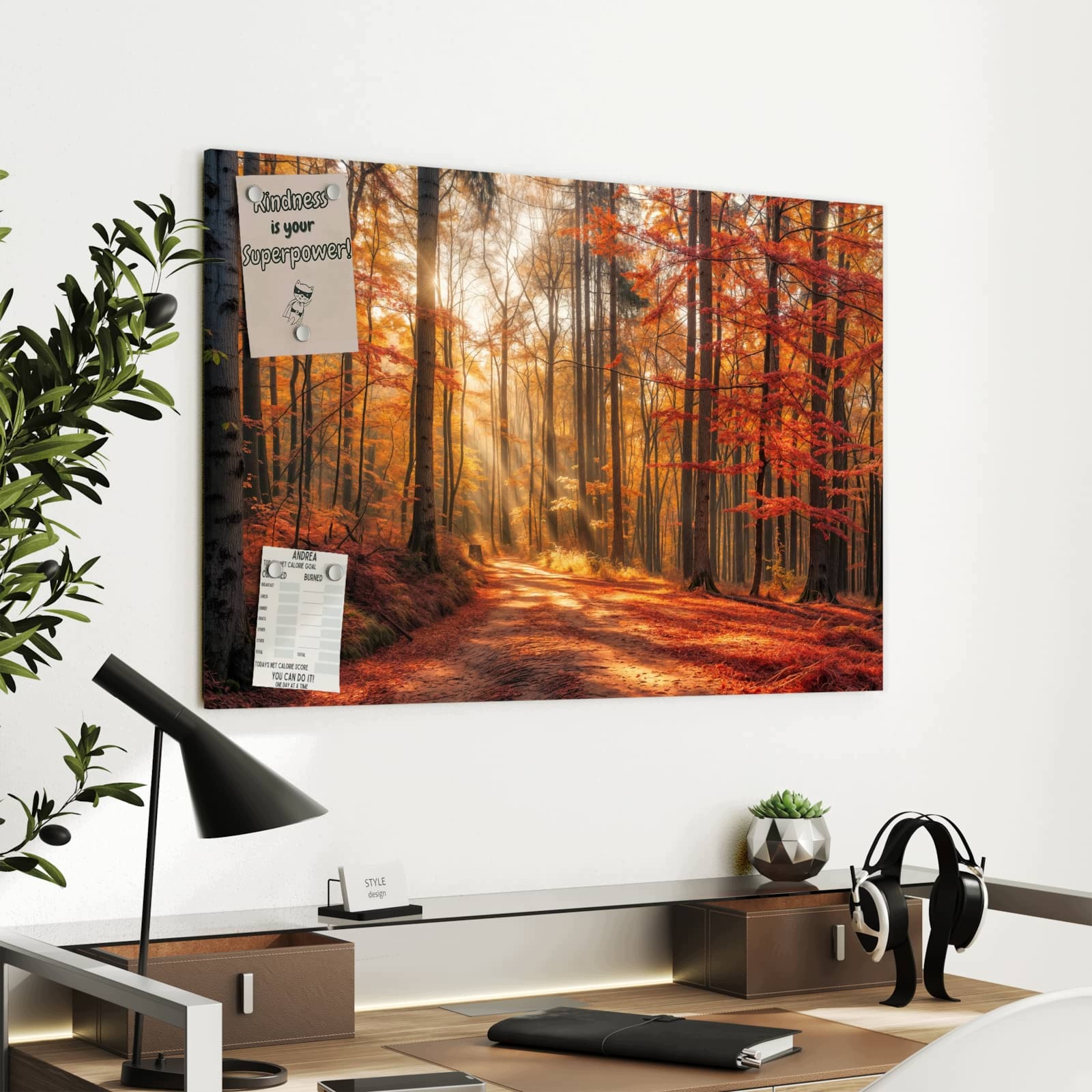 Magnetická tabule Podzimní Lesní stezka 90 × 60 cm