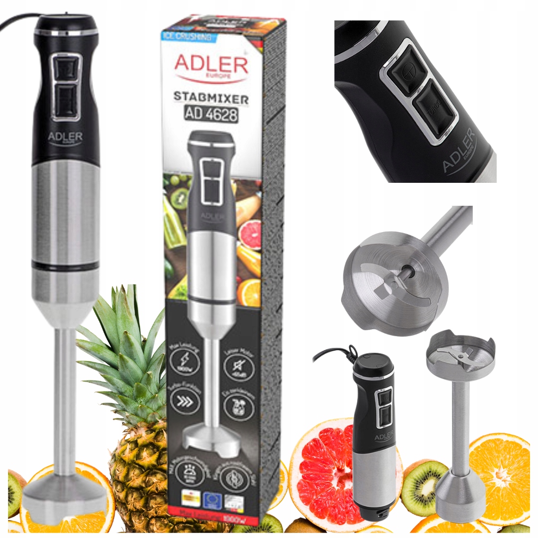 Blender ręczny mocny 1900W kruszenie lodu stal nierdzewna funkcja Turbo