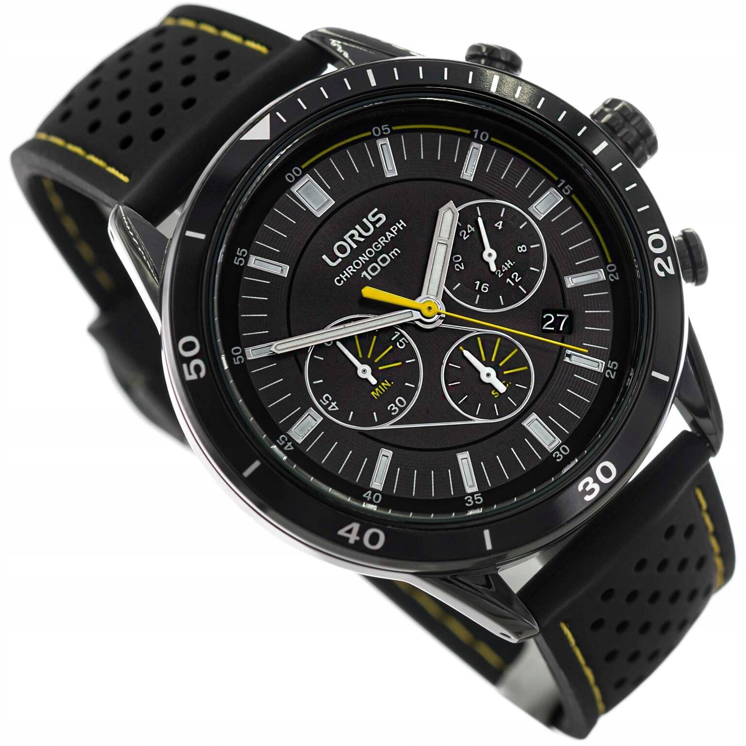 Pánské Hodinky Lorus RT325HX9 Černé Na Pásku Chronograf Stopky Data 100 M