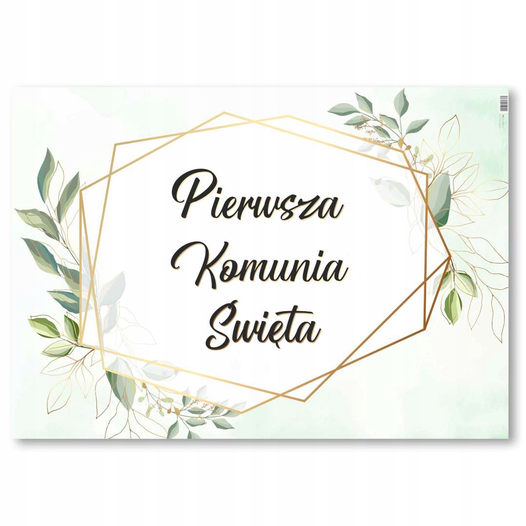 

Plakat Pierwsza Komunia Święta Ihs geometria złoto