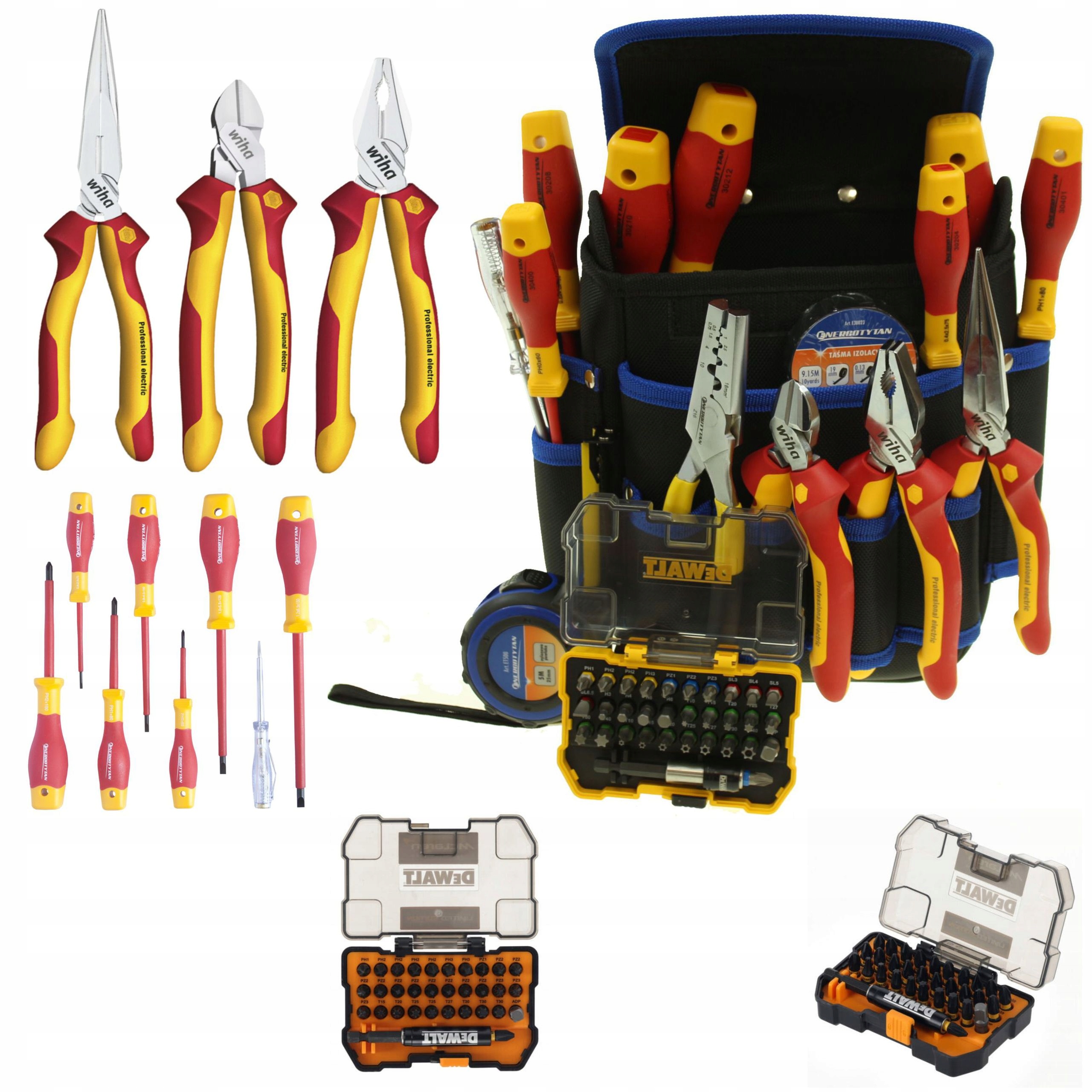 Sada náradia pre elektrikára Wiha, Dewalt, Energotytan 1000V 47 dielov