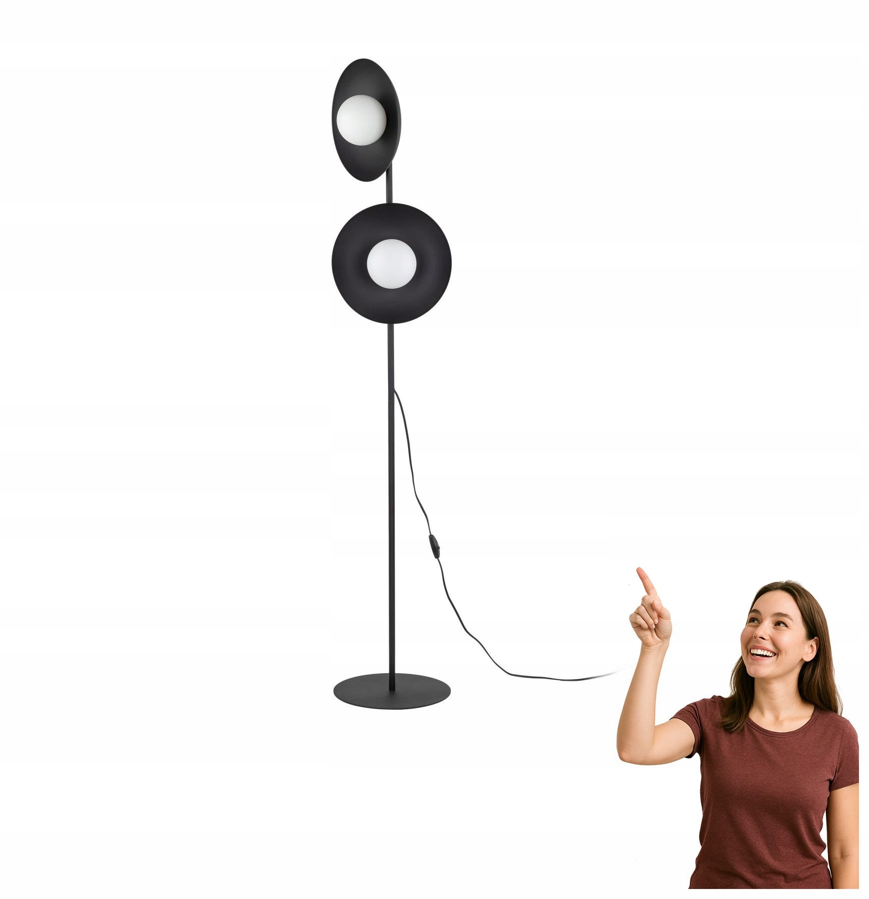 Podlahová lampa Slate Black Glass 16136 Tk Lighting