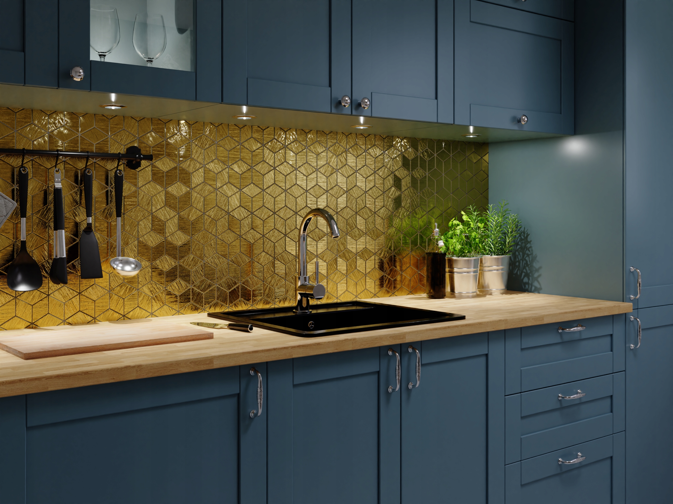 MOZAIKA SZKLANA ROMB DIAMOND ZŁOTA GOLD STRUKTURA Wykończenie błyszczące